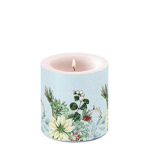 Candle SMALL - WHITE Poinsettia