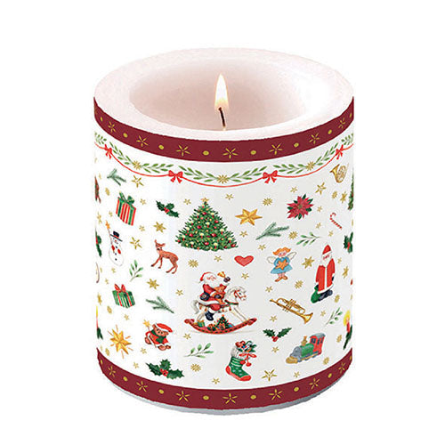 Candle MEDIUM - Ornaments All Over RED