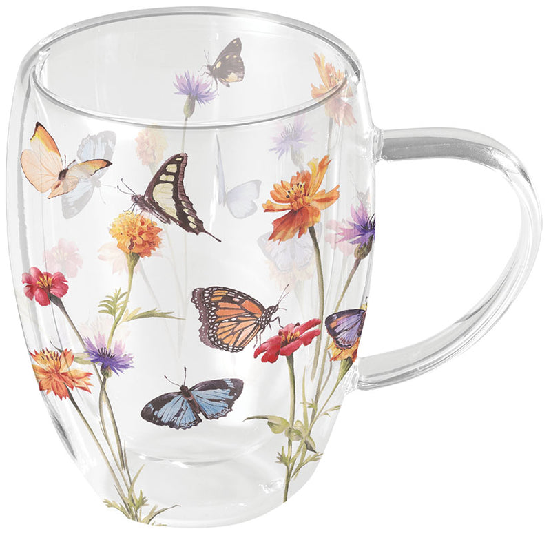 MUG (Double Wall) - Butterfly Garden WHITE (350 mL)