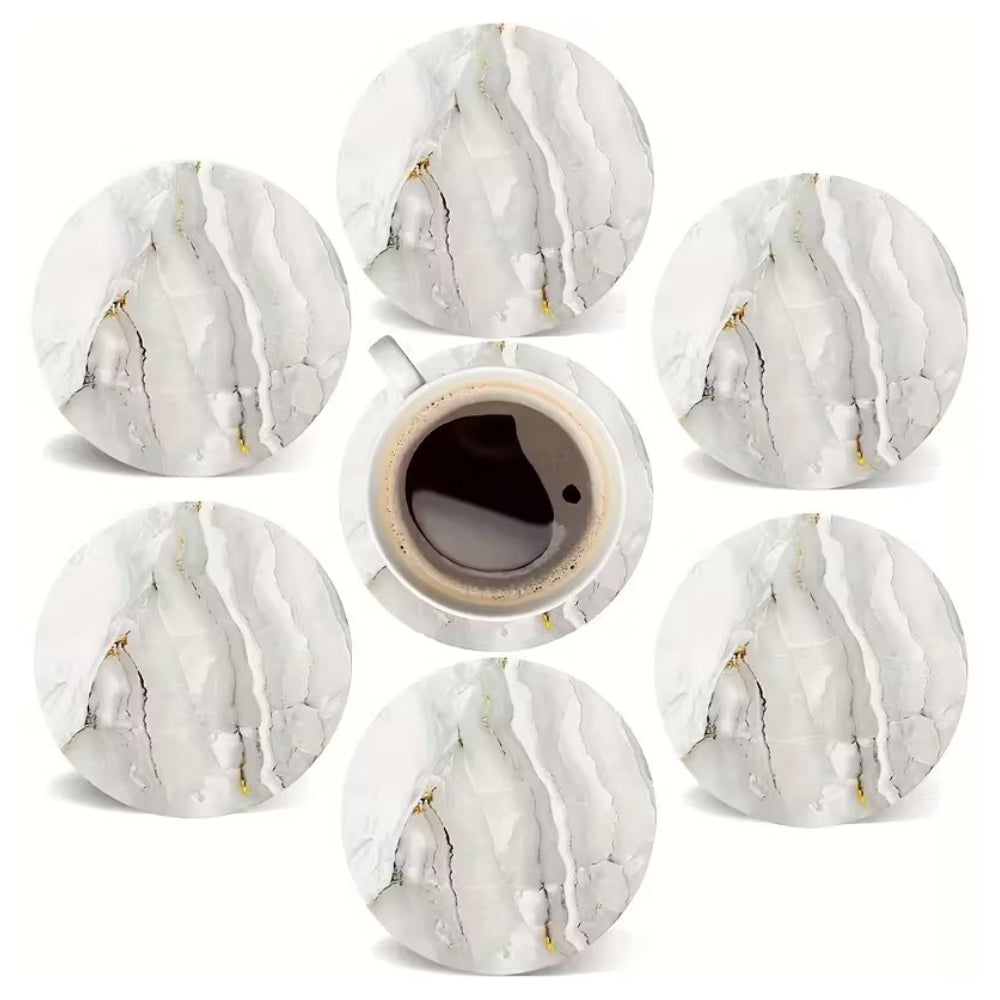 Coaster - Marble Effect Set WHITE/GREY
