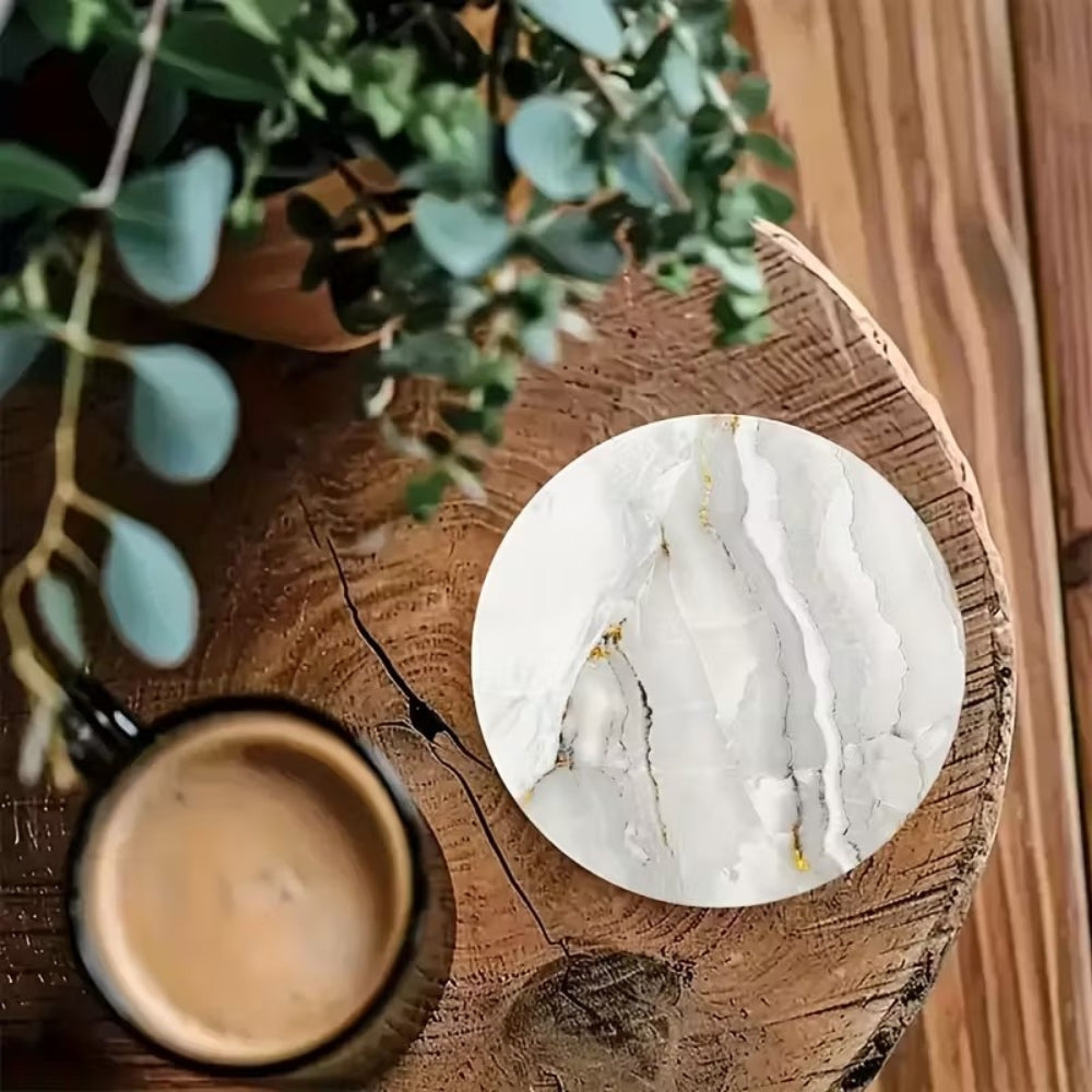 Coaster - Marble Effect Set WHITE/GREY