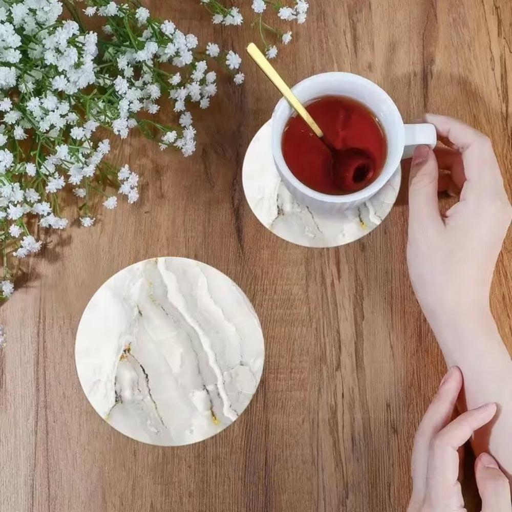 Coaster - Marble Effect Set WHITE/GREY