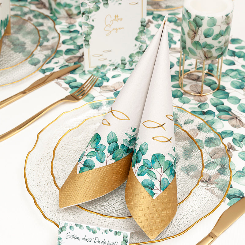 Table Runner (AIRLAID) - Eucalyptus Leaves - Image 1