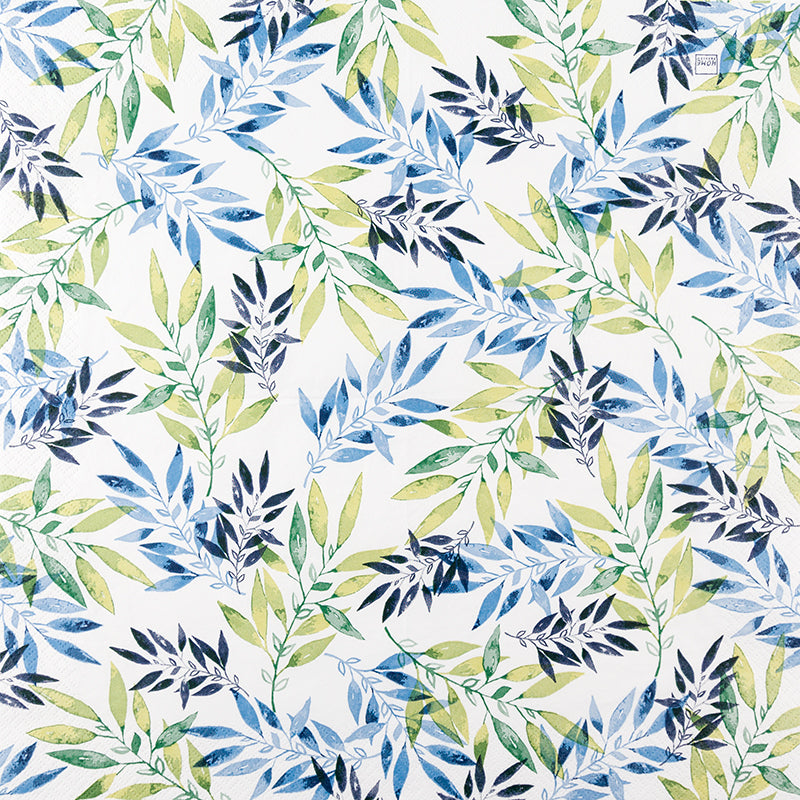 Cocktail Napkin - Watercolour Leaves GREEN - Image 1