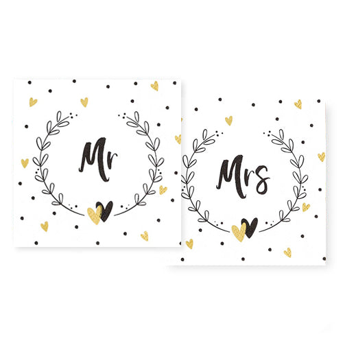 Cocktail Napkin - Mr & Mrs (DOUBLE-SIDED)