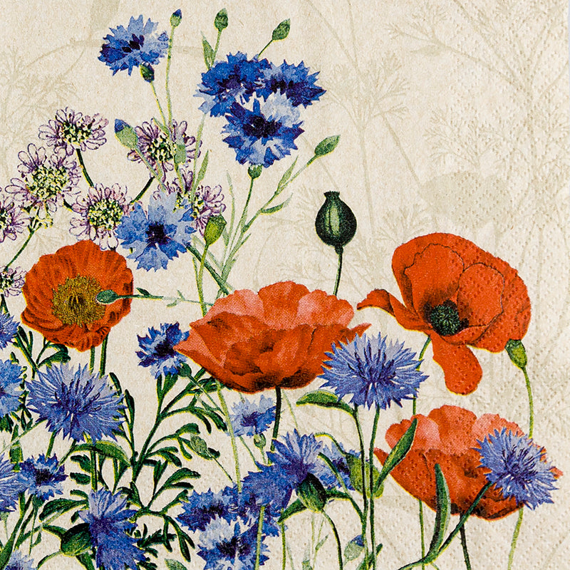 Lunch Napkin - Wild Poppies RECYCLED