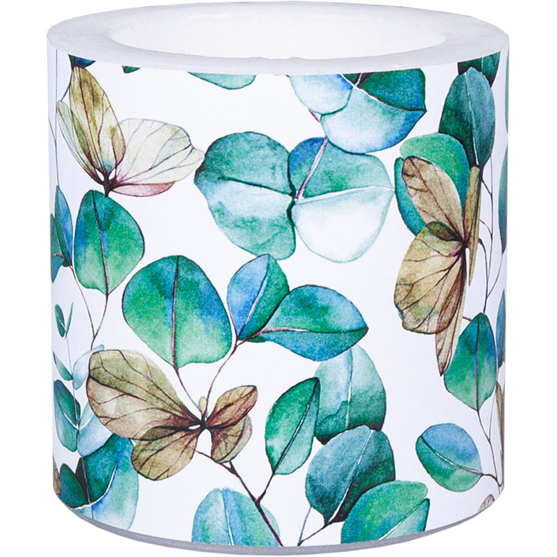 Decorated Candle - Eucalyptus Leaves