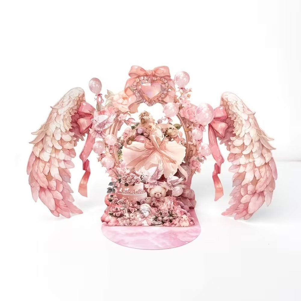 POP-UP 3D Greeting Card (Birthday) - Pink Angelic Ballet Celebration
