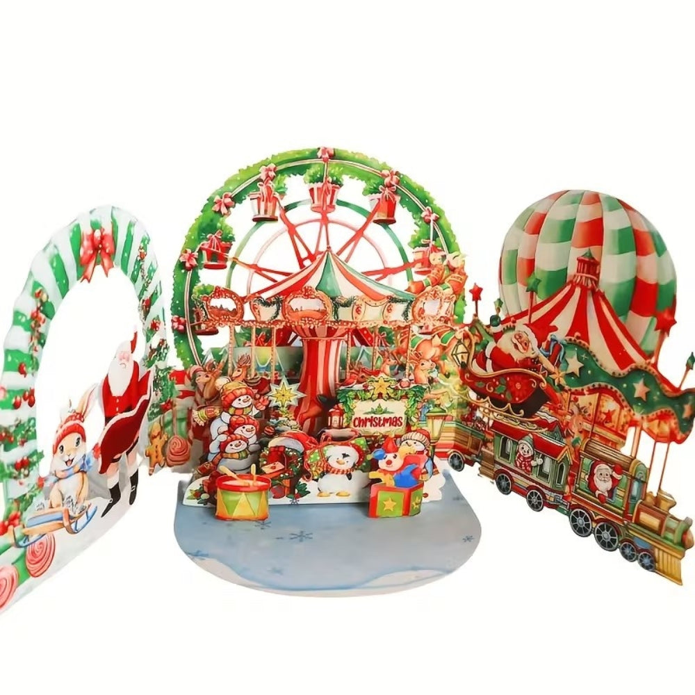 POP-UP 3D Greeting Card (Christmas) - Christmas Carnival Extravaganza