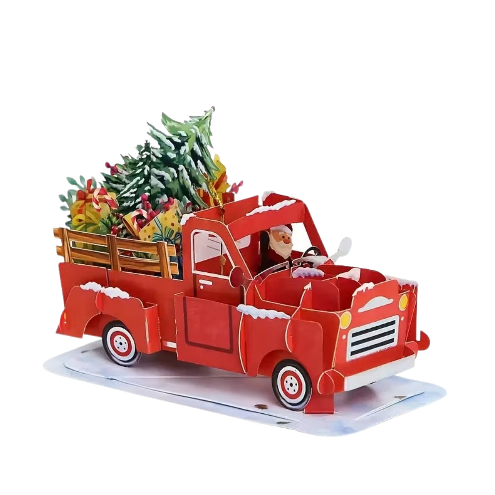 POP-UP 3D Greeting Card (Christmas) - Santa’s Red Truck Delivery