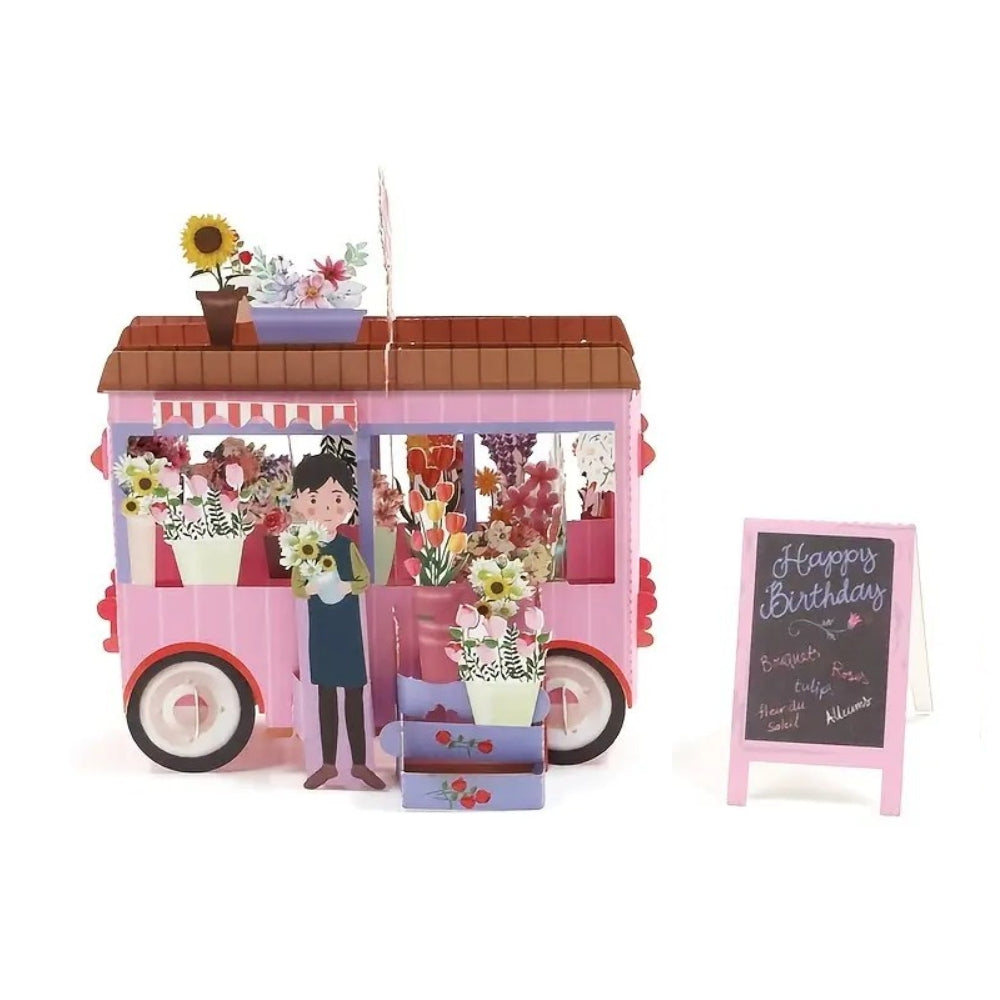 POP-UP 3D Greeting Card (Floral) - Flower Cart