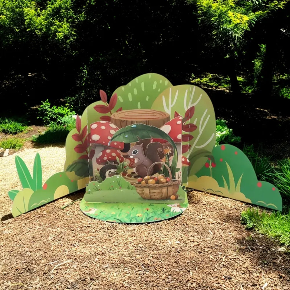POP-UP 3D Greeting Card (All Occasions) - Squirrel Gathering Acorns
