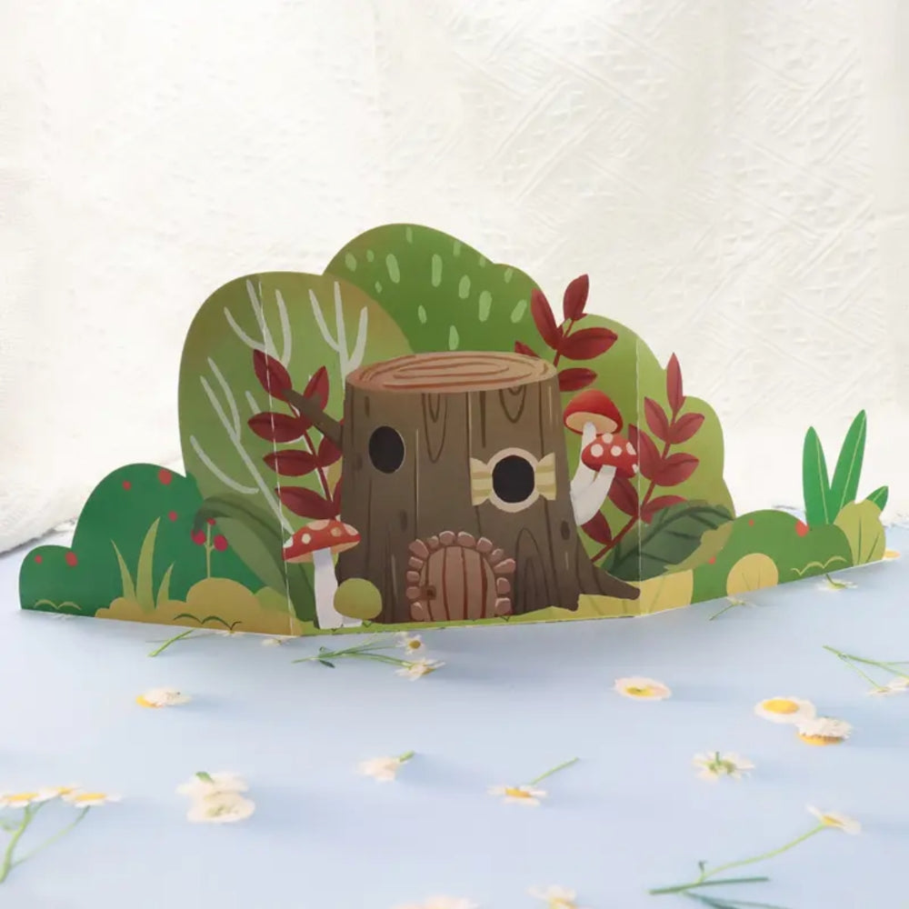 POP-UP 3D Greeting Card (All Occasions) - Squirrel Gathering Acorns