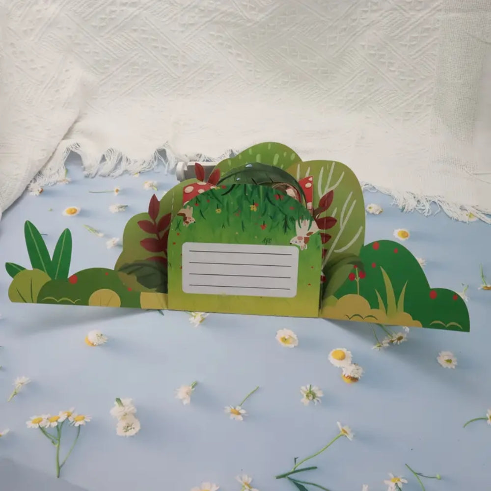 POP-UP 3D Greeting Card (All Occasions) - Squirrel Gathering Acorns