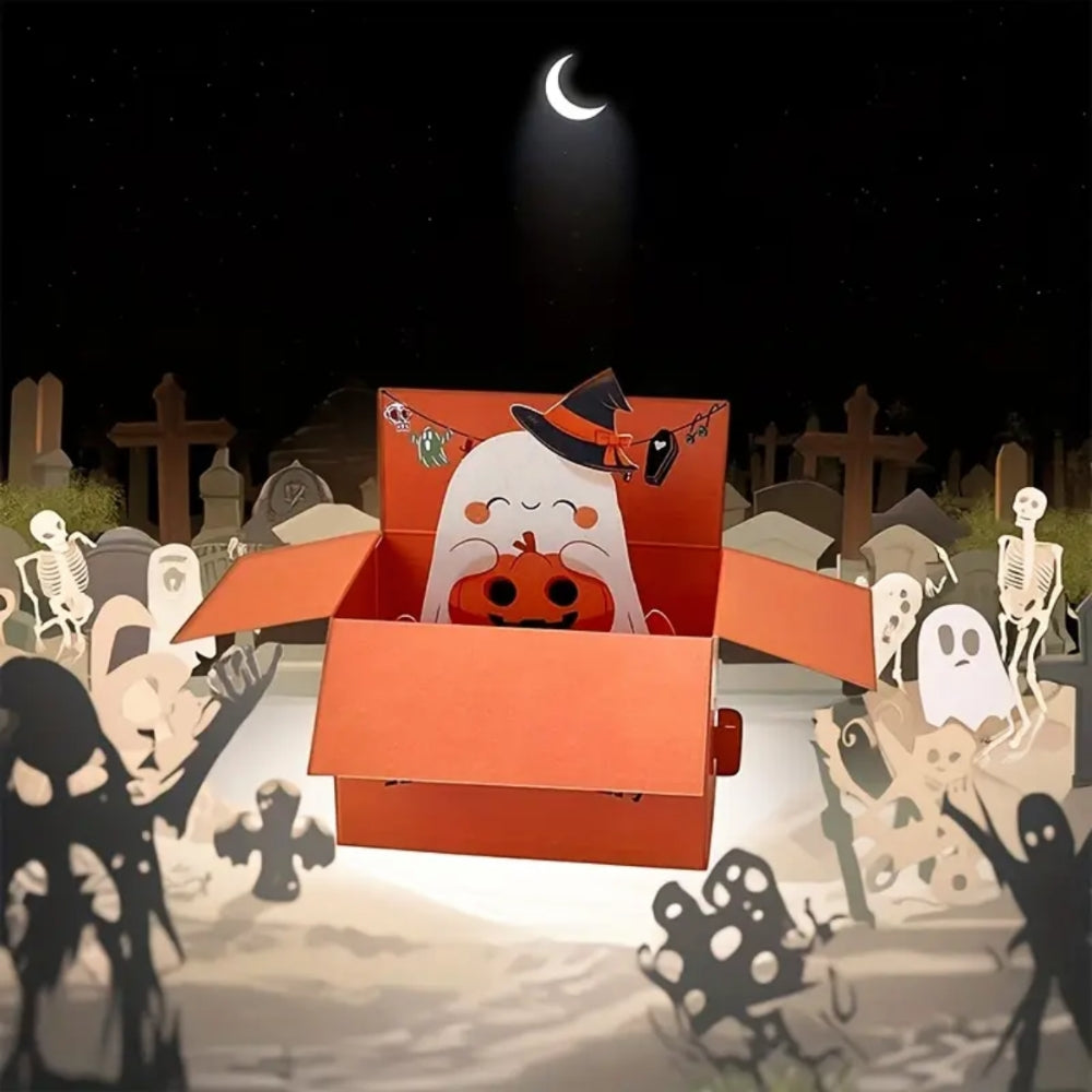 POP-UP 3D Greeting Card (Halloween) - Happy Ghost