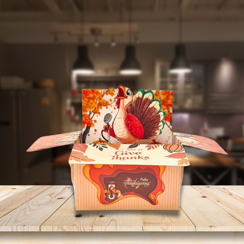 POP-UP 3D Greeting Card (Thanksgiving) - It's Time to Give Thanks