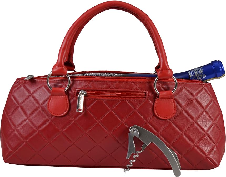 Wine Clutch - RED QUILTED Insulated Single Bottle Wine Tote