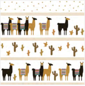 Lunch Napkin - Trendy Black and Gold Llamas