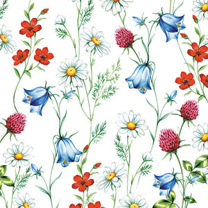 Lunch Napkin - Mixed Wild Flowers WHITE