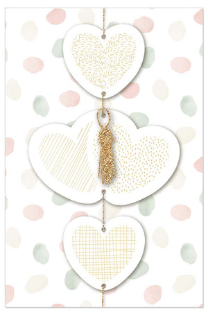 Greeting Card (Love) - 3D Hearts on a String