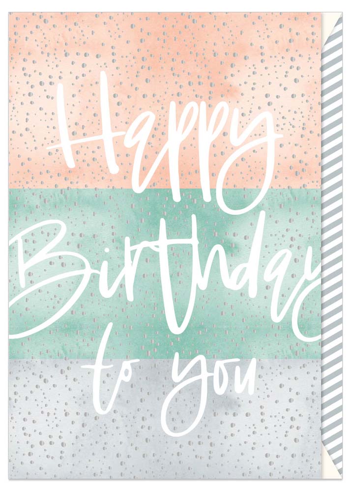 Greeting Card (Birthday) - Birthday CORAL/MINT/GREY Bloc