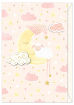 Greeting Card (Baby) - 3D Moon with Lamb PINK