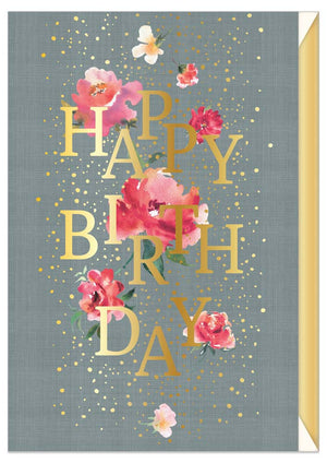 Greeting Card (Birthday) - Birthday Pretty Flowers on GREY