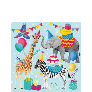 Cocktail Napkin - Animal Birthday BLUE