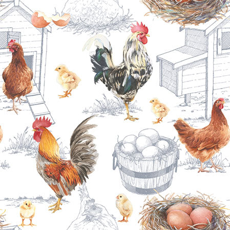 
                
                    Load image into Gallery viewer, Cocktail Napkin - Chicken Farm
                
            