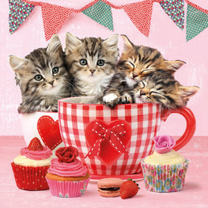 Cocktail Napkin - Cats in Tea Cups