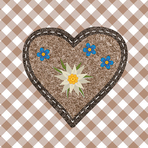 Cocktail Napkin - Edelweiss Heart Brown