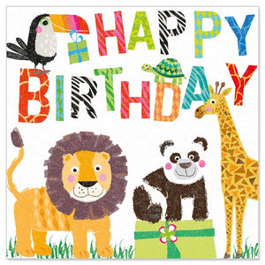 
                
                    Load image into Gallery viewer, Lunch Napkin - Fun Birthday Animals
                
            