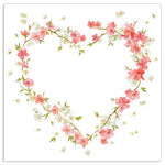 Lunch Napkin - Spring Floral Heart WHITE