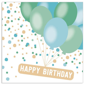 Lunch Napkin - Birthday Balloons with Confetti AQUA