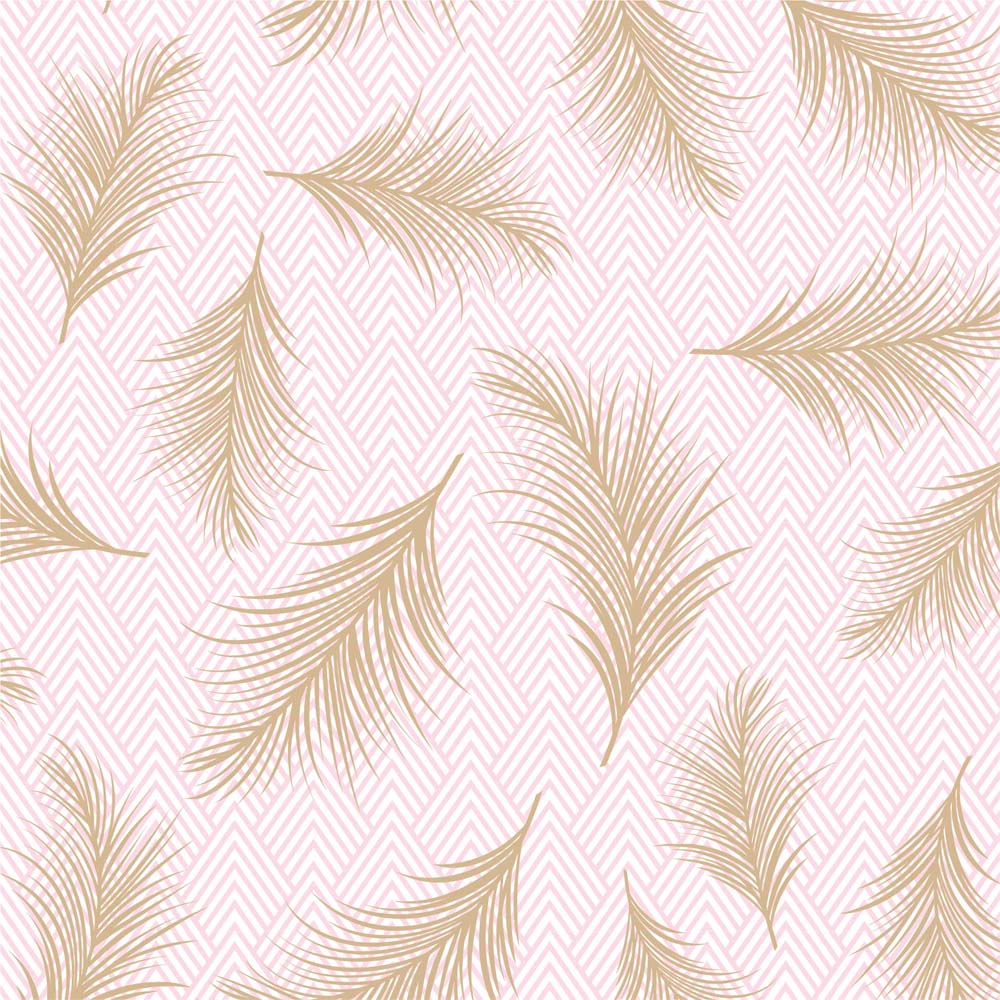 Lunch Napkin - Gold Feathers PINK