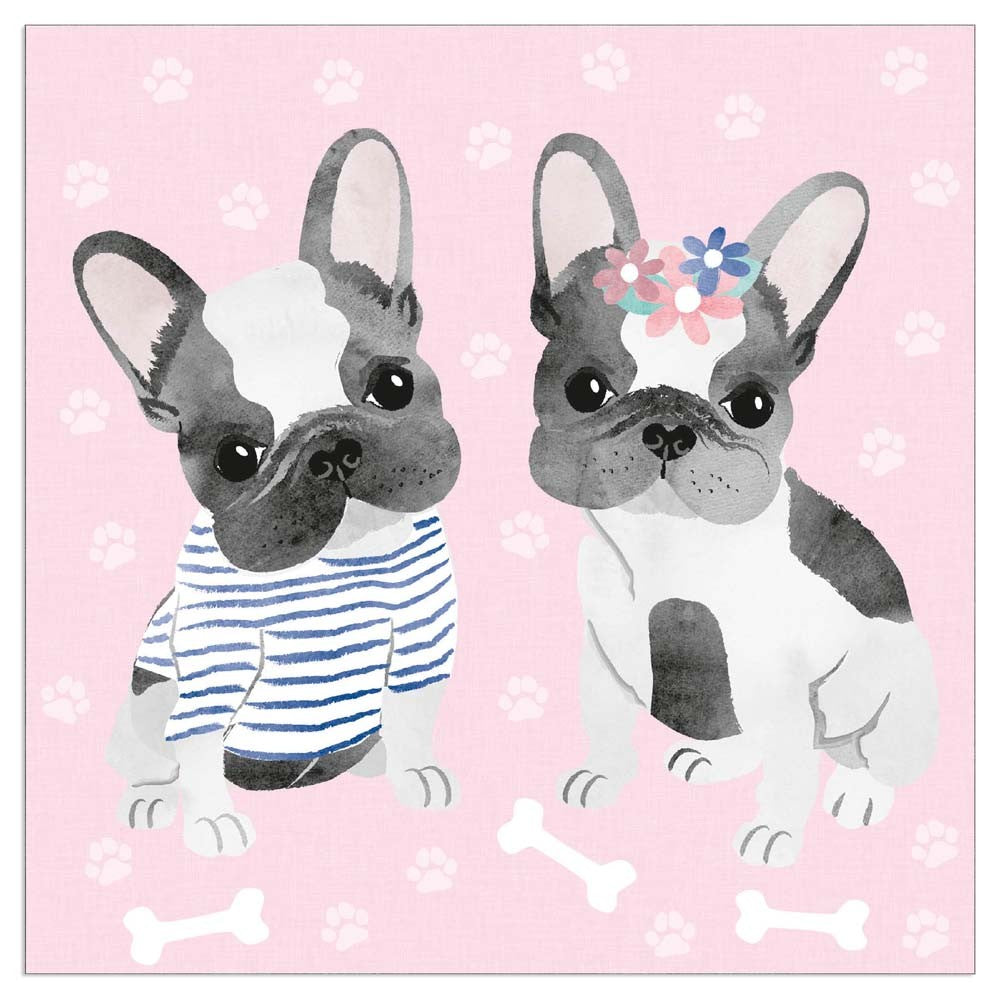 Lunch Napkin - Cute Puppies PINK