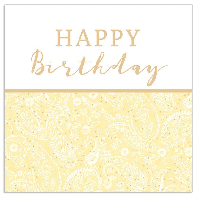 Lunch Napkin - Happy Birthday Floral Pattern YELLOW