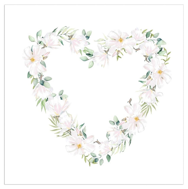 
                
                    Load image into Gallery viewer, Lunch Napkin - White Flowers Heart WHITE
                
            