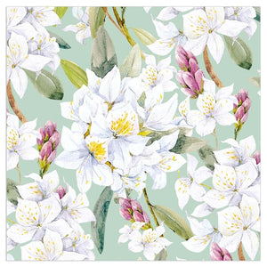 Lunch Napkin - Spring Flowers GREEN