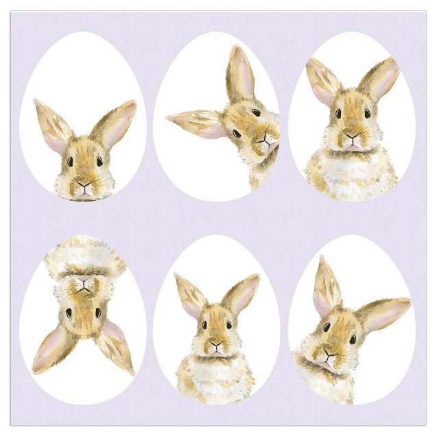 Lunch Napkin - Cute Bunnies Poses LILAC