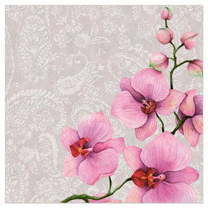 Lunch Napkin - Lovely Orchids GREY