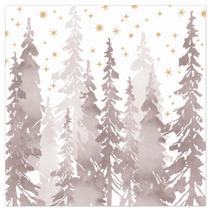 Lunch Napkin - Painted Winter Forest TAUPE