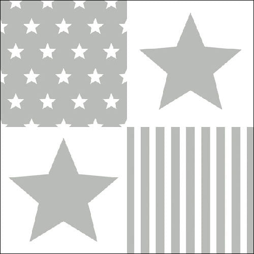 Lunch Napkin - Star Stripes GREY