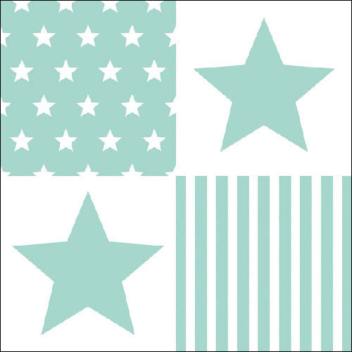 
                
                    Load image into Gallery viewer, Lunch Napkin - Star Stripes AQUA
                
            