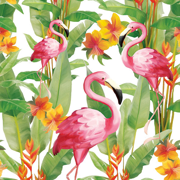 Lunch Napkin - Flamingos WHITE