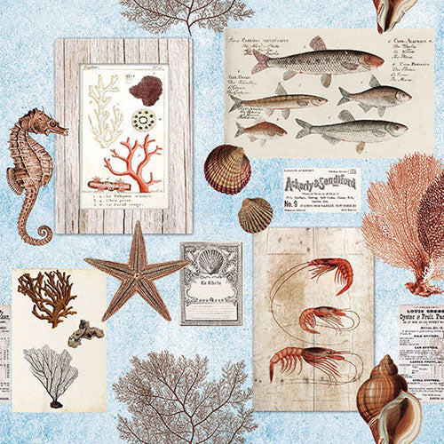 
                
                    Load image into Gallery viewer, Lunch Napkin - Sepia Sea BLUE
                
            