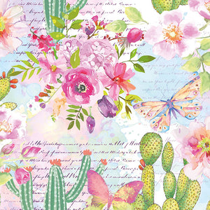 Lunch Napkin - Roses and Cacti
