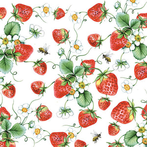 
                
                    Load image into Gallery viewer, Lunch Napkin - Strawberries All Over WHITE
                
            