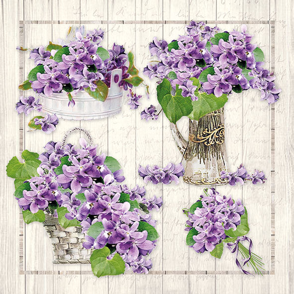 Serviette à Déjeuner - Bouquets Violets