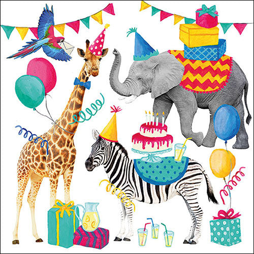 
                
                    Load image into Gallery viewer, Lunch Napkin - Animal Birthday WHITE
                
            